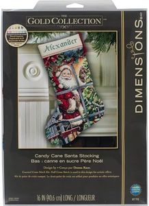 Dimensions Santa Claus Gold Collection Personalizable Counted Cross Stitch Christmas Stocking Kit, 16" Long, 16 Cnt. Dove Grey Aida