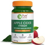 Pure Nutrition Apple Cider Vinegar with Wheat Grass & Spirulina for Enhanced Wellness | Rich in Antioxidants | Supports Weight Management, Detoxification & Immunity - 60 Veg Capsules