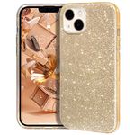 MATEPROX Glitter Case Compatible with iPhone 13 Case Anti-Slip Sparkly Bling Protective Cover for Women, Slim Shockproof Crystal Hard Shell Cases for iPhone 13 6.1''-Gold