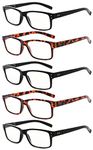 Eyekepper Reading Glasses 5 Pairs Quality Readers Spring Hinge Glasses for Reading for Men and Women