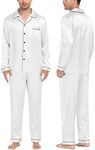 SWOMOG Men's Pajama Set Silk Satin 