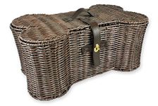 DII Wicker-Like Plastic Pet Toy and Accessory Storage Basket, Home Decor Bone Shape Bin, 21x7.5", Medium