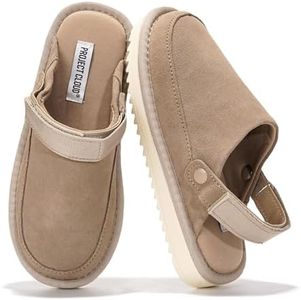 Project Cloud Genuine Suede Kids Clogs with Back Strap - Memory Foam and Lightweight Slip-on Boys and Girls Sandals with Adjustable Straps - Non-Slip Clogs for Kids Sandals(LilGoldstar, SANSUEDE, 13)