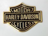 Favhome Harley Davidson 3D Chrome Badges Bike Emblem Stickers | Universal Logo Sticker for All Cars (Gold) - 10.5 cm x 7.5 cm Metal Emblem