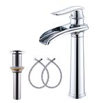 Bathroom Faucet Chrome GGStudy Waterfall Single Handle One Hole Farmhouse Bathroom Vessel Sink Faucet Matching Pop Up Drain