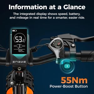 ENGWE EP-2 BOOST Folding Electric Bike, 20x4 Fat Tire, 48V 13Ah, 7-Speed – Deep Grey