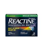 Reactine Regular Strength Antihistamine Tablets - 5mg Cetirizine Hydrochloride - 24 Hour Allergy Relief Medicine - 36 Count MADE IN CANADA