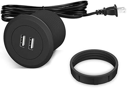 Mini Desk Power Grommet Outlet Build in 2 USB Charging Ports Desktop Charger Station with 6.56 FT Power Cord, USB Hub for Sofa, Couch, Table, Bedside, Workbench, Office, Home