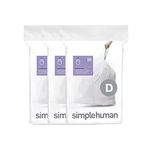 simplehuman CW0254 code D Custom Fit Bin Liner Bulk Pack, White Plastic (3 Pack of 20, Total 60 Liners)