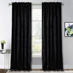 RYB HOME Black Velvet Curtains for 