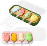 FOVERN1 2 Pieces Ice Cream Moulds, Silicone Ice Lolly Moulds, Reusable Cake Pop Mould, Popsicle Molds for Home Outdoor (Animal and Fruit)