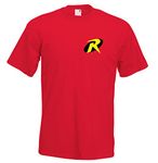 Juko Robin batman t shirt fancy dress robin t shirt stag do shirt super hero t shirt. Red, Medium