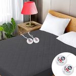 Heated Mattress Pad Queen Size Quilted Zone Heating Electric Bed Warmer Comfort Heat Mattress Pad Cover Dual Controller（10 Heat Setting | 1-12 Hours Auto Shut Off | with 8-21 Inch Deep Pocket） Gray