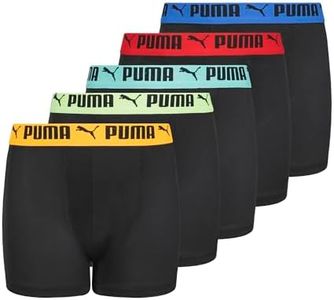 PUMA Boys' 5 Pack Performance Boxer Briefs, Black/Bright, Medium