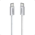 Anker Zolo USB C to USB C Cable, Braided and Dirt-Free Type C Fast Charging Cable, Slim Connector, for iPhone 16 Series, MacBook (240W) (White, 3ft)