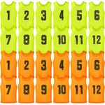 Vabean 24 Pack Nylon Mesh Scrimmage Team Practice Vests Pinnies Jerseys Train Vest for Adult Sport Basketball Soccer Football (Orange, Green)