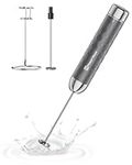 Maestri House Handheld Milk Frother， Eectric Whisk with Stepless Speed ​​Control, Rechargeable Blender with Stainless Steel Whisk and Stand, Drink Mixer for Matcha, Latte, Cappuccino (Grey)