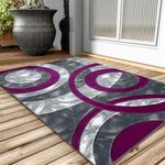 Door mats and rugs for Indoor Use, Super Soft Dense Pile Non Shed Circle Design Shaggy Small Rug Runner for Bedroom Living Room Kitchen - 50 x 80 cm, Purple