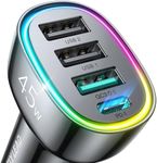 USB C Car Charger, 45W 4 Ports Supe