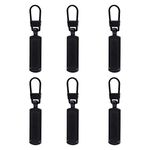 TOYMIS 6pcs Zipper Pull Replacement, Zipper Pulls Detachable Metal Zipper Pull Repair Kit for Clothes Jacket Pants Jeans Luggage Suitcase Purse Handbag (Black)