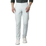 Cavallo by Linen Club Men's Cotton Linen Slim Fit Elasticated Waist Casual Trousers(Size:-36)-COTRSDNO28449 Light Blue