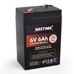 NASTIMA 6V 6Ah Rechargeable Lithium Iron Phosphate Battery, 2000+ Cycles LiFePO4 Battery Pack for Emergency Light, Lantern, Kids Ride On Car, Deer Game Feeder