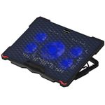 EvoFox Typhoon Five Fan Cooling Pad for Laptop | Designed for 14 to 17-inch Laptops | Hexa Mesh Metal Surface for Heat Dissipation | Dual USB Port | Fan Speed Control | Free Braided Cable (Blue)