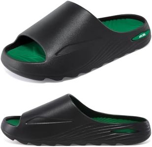 HMLHML Men's Athletic Sandals Soft-tech Sports Recovery Slide Basketball Outdoor Slipper with Arch Support Plantar Fasciitis Relief - Black Green