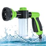 Garden Hose Spray Gun, Adjustable Foam Spray Gun with Soap Dispenser, 8 Patterns High-Pressure Sprayer with Reservoir for Lawn/Garden Watering Car Washing Pet Bathing Fertiliser