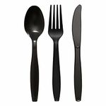 Reusable Black Cutlery Set| Heavy Duty Include 100-Knives,100-Spoons,100-Forks(Pack of 300) Tableware and Dinnerware,Suitable for Weddings,Picnics,or Indoor/Outdoor Parties Supplies.