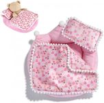 Labubu Bed, Pink Strawberry Miniature Pillow Blanket Set, Doll 10-17cm Furniture, Compatible Boo-Boo Accessory, Collectors Display Decor, Shelf Photography Props Hobby Gift