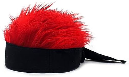 YEKEYI Halloween Novelty Hair Hats Spiked Funny Skull Hat Adjustable Wig Hat with Hair Red