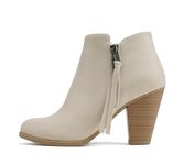 Soda Women's Ages Tassel Zip Chunky Heel Bootie, Dark Nude Pu, 4.5 UK