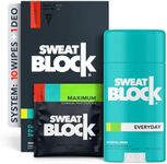 Sweatblock Excessive Sweat and Odor bundle [Clinical Strength Antiperspirant Sweat Wipes and Regular Antiperspirant Deodorant] Odor Protection and Hyperhidrosis Treatment (Bundle Deal)