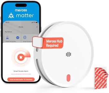 Meross WLAN Rauchmelder Vernetzt mit APP Warnmeldung, Smart Feuermelder mit Dual-Lichtsensor, Brandmelder mit 0,8 mm Insektennetz, 33 mm, Hub erforderlich, 1 Stück