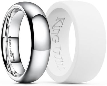 King Will Domed Silicone Rings for Men - Comfortable and Breathable Mens Wedding Bands in White Silver Gray Black - 8.5mm Wide Rubber Wedding Bands for Men - Perfect for Active Lifestyles, T