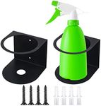 Gerrii 2 Pcs Spray Bottle Holder Brushed Stainless Steel Storage Rack Home Garage Solid Spray Can Holder Easy Install Wall Mount Craft Workspace Paint Spray Bottle Rack with Hardware (Black)