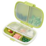 Sibba 1 PC Pill Organizer Box Medicine Case Pocket Holder Container Daily Portable Travel 7 Day 3 Times Medication Storage Weekly Dispenser Labels Reminder Individual Compartment Covers Lids(Green)