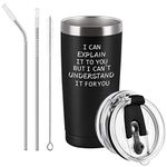 Cpskup I Can Explain It to You But I Can't Understand It for You Insulated Travel Tumbler, Engineering Gifts for Engineer Coworker Boss Friends Men, Stainless Steel Tumbler with 2 Lids(20 oz, Black)