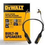 DEWALT 2-in-1 Neckband Bluetooth Headphones w/Built-in Speakers, Jobsite Wearable Speaker & Around Neck Headphones, Wireless Bluetooth Headset, 60+ Hrs, Hands-Free Music & Calls (Black)