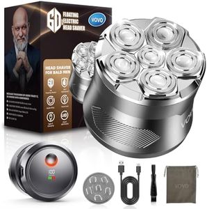 VOVO Head Shavers for Bald Men 2 Speed 6D Electric Face Head Shaver Large Capacity Cordless Type-C Rechargeable IPX7 Waterproof Bald Head Shaver Wet & Dry Use Head Razor Suitable for Home and Travel