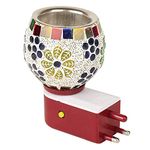 DIP Ceramic Kapoor Dani Night Lamp Electric Incense Burner, Aroma Burner With Night Lamp, Electric Kapur Burner, (Round) (Multicolor)