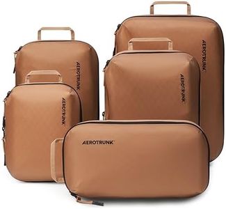 Aerotrunk Ultralight Compression Packing Cubes - Lightweight Travel Organizers for Suitcases and Luggage (6-Pack, Mocha)