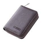 Kuber Industries Wallet for Women/Men | Card Holder for Men & Women | Leather Wallet for ID, Visiting Card, Business Card, ATM Card Holder | Slim Wallet | Zipper Closure, Coffee