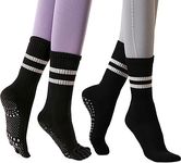 Ladies Non Slip Socks Thermal Cotton Yoga Sock with Grips, Womens Soft Knitting Compression Warm Sock for Pilates Barre Dance Sport (Black)