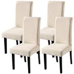 Fuloon 4 Pack Super Fit Stretch Removable Washable Short Dining Chair Protector Cover Seat Slipcover for Hotel, Dining Room, Ceremony, Banquet Wedding Party