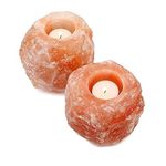 Natural Himalayan Salt Lamp Rock Crystal Pink Lamp Natural Glow Pink Salt Lamp Healing Ionising Cable & Bulb All Natural Shapes & Design Lamp, Candle Holders, Home Decor, Bedroom (2 x Candle Holders)