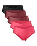 DANISH ENDURANCE 5 Pack Women's Invisible Hipster Panties, Sport Knickers, No-Show Underwear Multicolor (1x Black, 2x Pink, 2xRuby) M