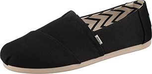 TOMS Womens Recycled Cotton Alpargata Loafer Flat, Black White, 5.5 UK