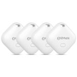 CHZHVAN Key Finder, Wallet Tracker Works with Apple Find My (iOS only), Replaceable Battery, Water-Resistant, Bluetooth Item Finder for Bags, Luggage, Pets & Backpack, 4 Pack White